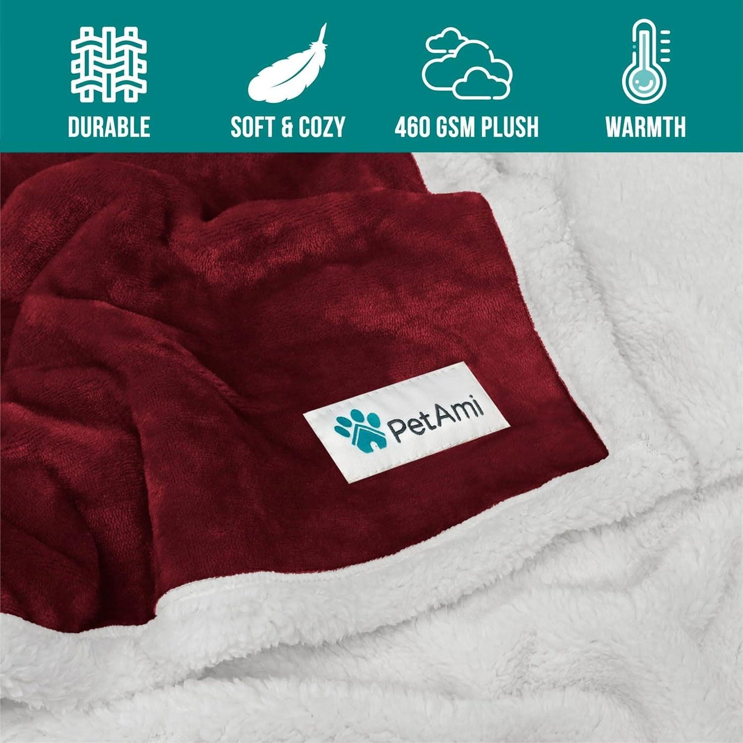 Dog Blanket for Small Medium Dogs, Pet Bed Blanket Cat Puppy Kitten, Fleece Furniture Couch Cover Protector Sofa Car, Soft Sherpa Dog Throw Plush Reversible Washable, Mini 29X40 Maroon Red - Oliver Autosports