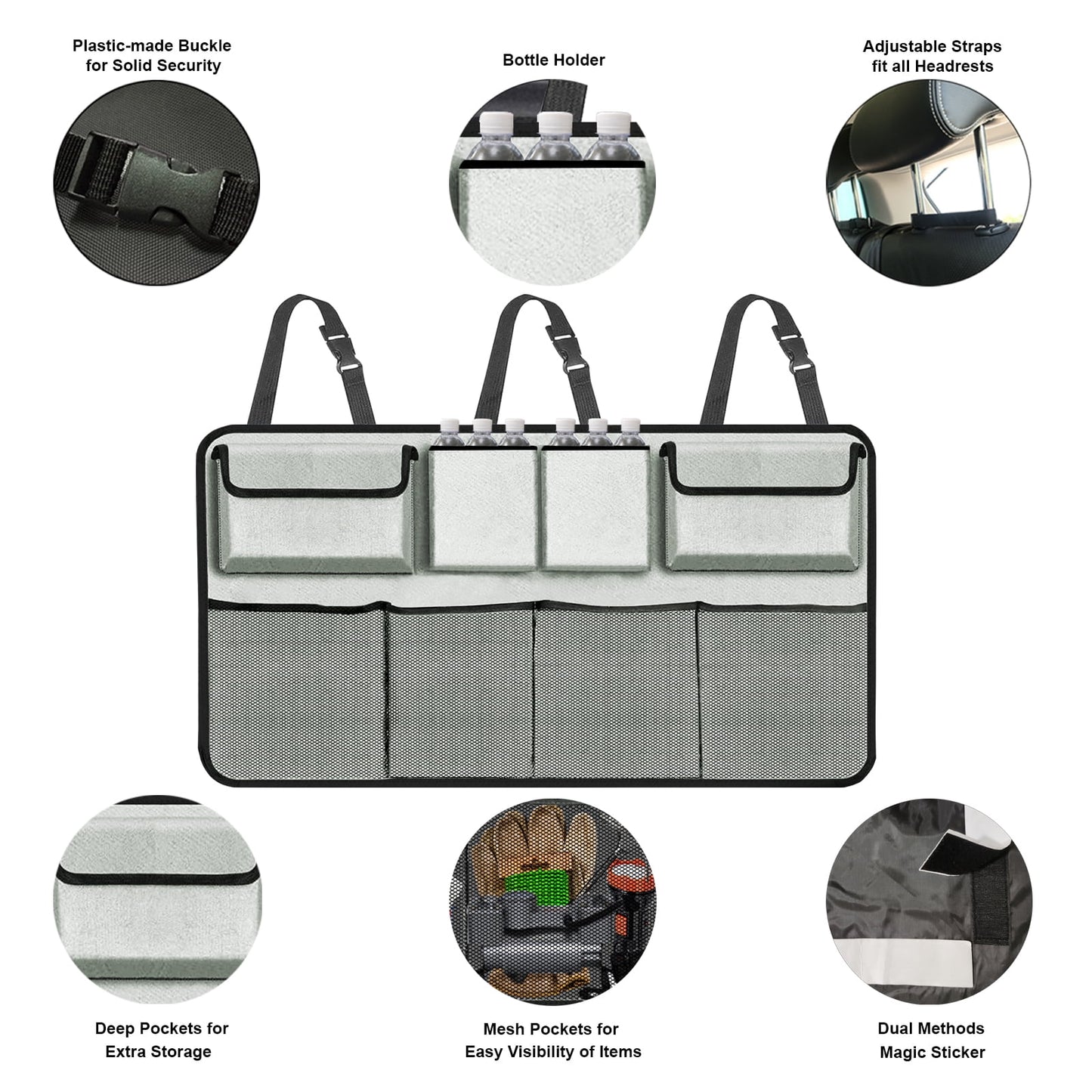 Car Trunk Organizer, Backseat Hanging Organizer with 8 Large Storage Bag Super Capacity -Trunk Organizer for Suv,Truck,Van -Your Space Saving Expert