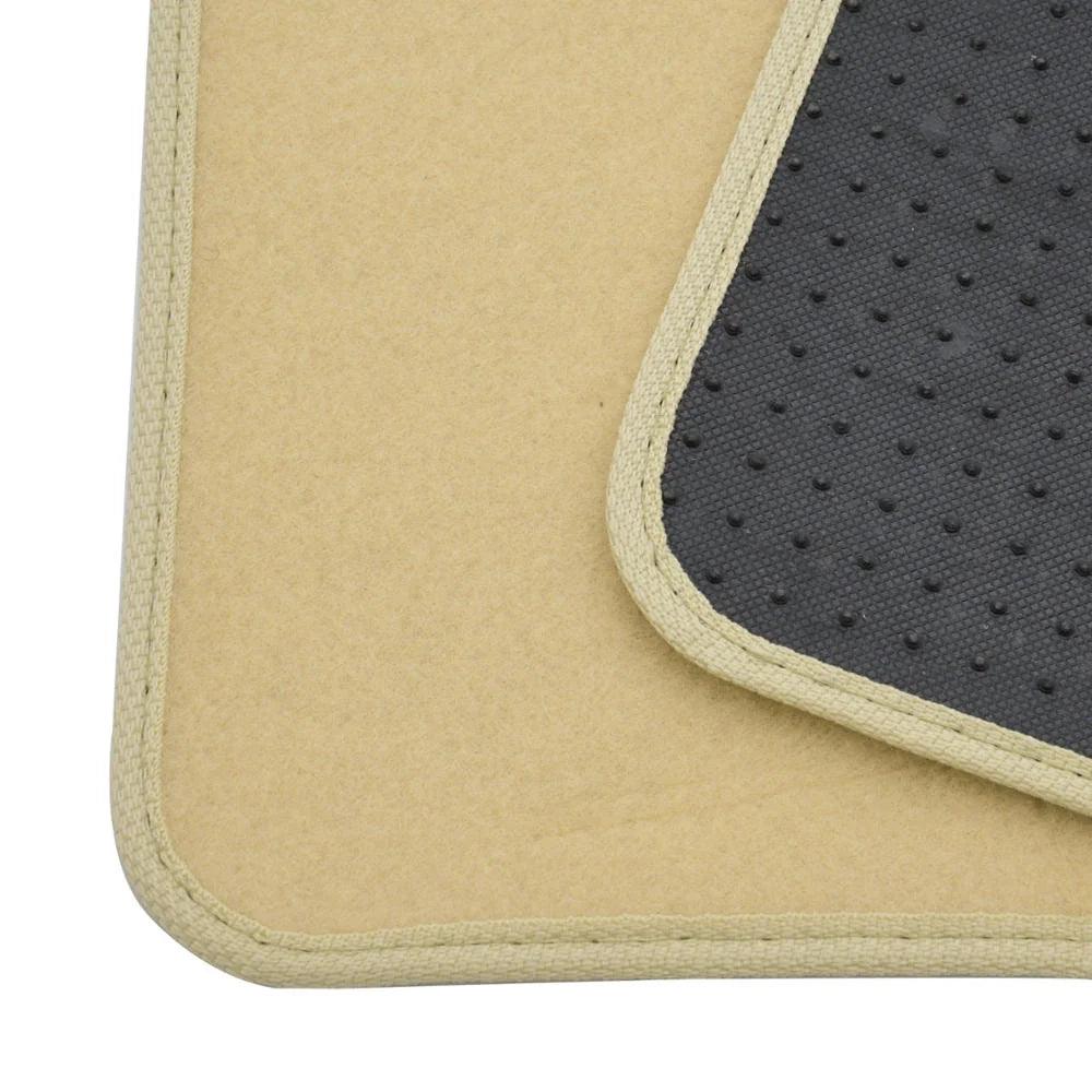 Premium 4PC Set of Carpet Car Floor Mats with Vinyl Safety Heel Pad for Car, Truck, SUV, Coupe Sedan, Light Beige (MT-100-LB) - Oliver Autosports