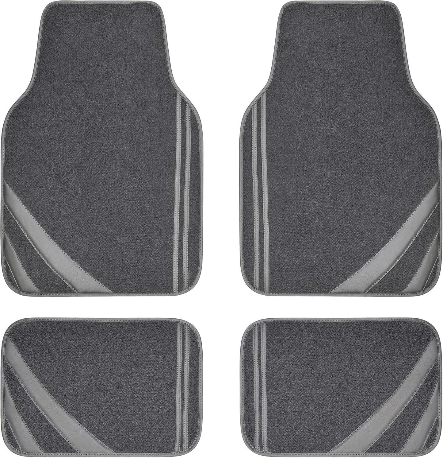 Beige Car Floor Mats, Edge Leather Waterproof Car Mats with Double Stitch Line and Anti-Slip Backing Design, Fit 95% Automotive,Suvs,Sedan,Vans (Pure Beige) - Oliver Autosports