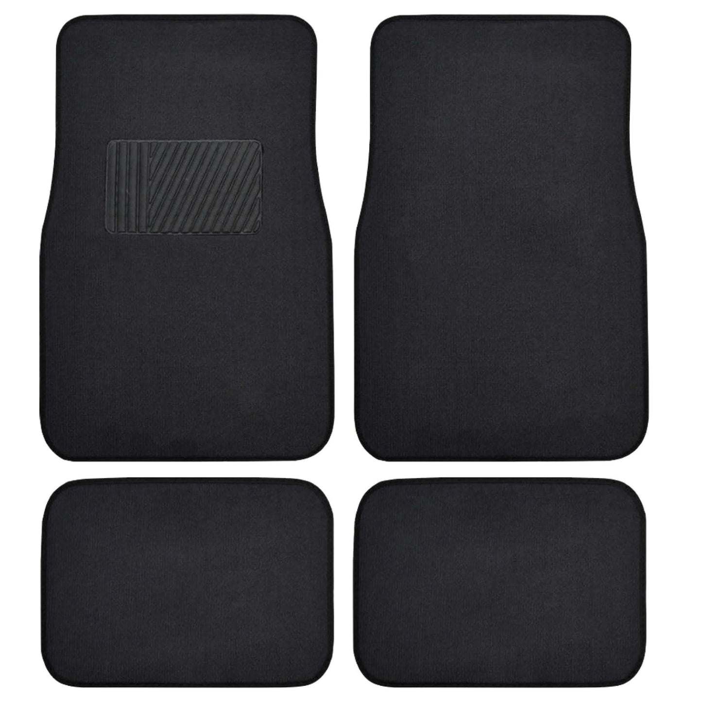 Premium 4PC Set of Carpet Car Floor Mats with Vinyl Safety Heel Pad for Car, Truck, SUV, Coupe Sedan, Light Beige (MT-100-LB) - Oliver Autosports