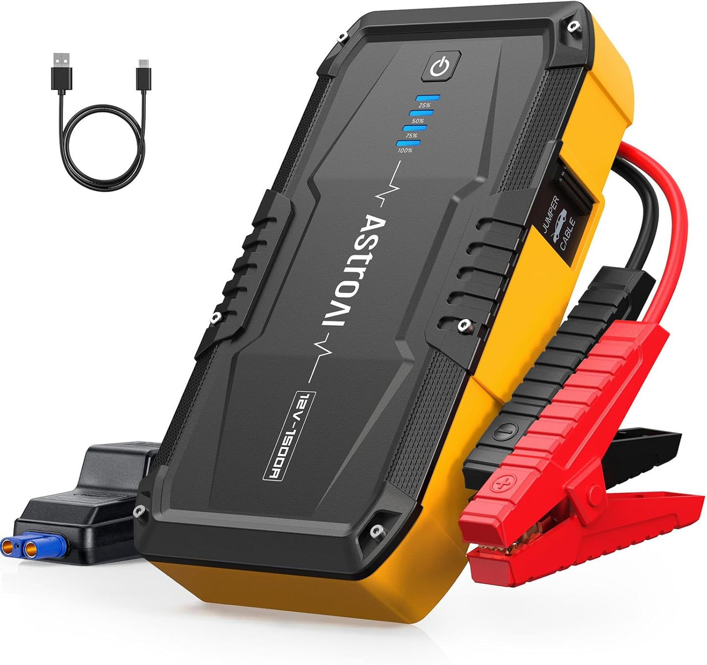 S8 Car Battery Jump Starter, 1500A Peak Car Jumper Starter Battery Pack for up to 6.0L Gas & 3.0L Diesel Engines, 12V Portable Jump Box with 3 Modes Flashlight and Jumper Cable (Orange)