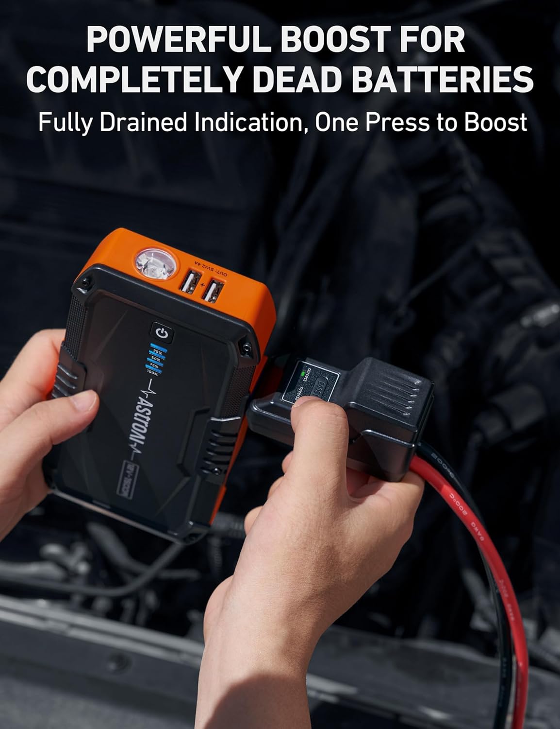 S8 Car Battery Jump Starter, 1500A Peak Car Jumper Starter Battery Pack for up to 6.0L Gas & 3.0L Diesel Engines, 12V Portable Jump Box with 3 Modes Flashlight and Jumper Cable (Orange)