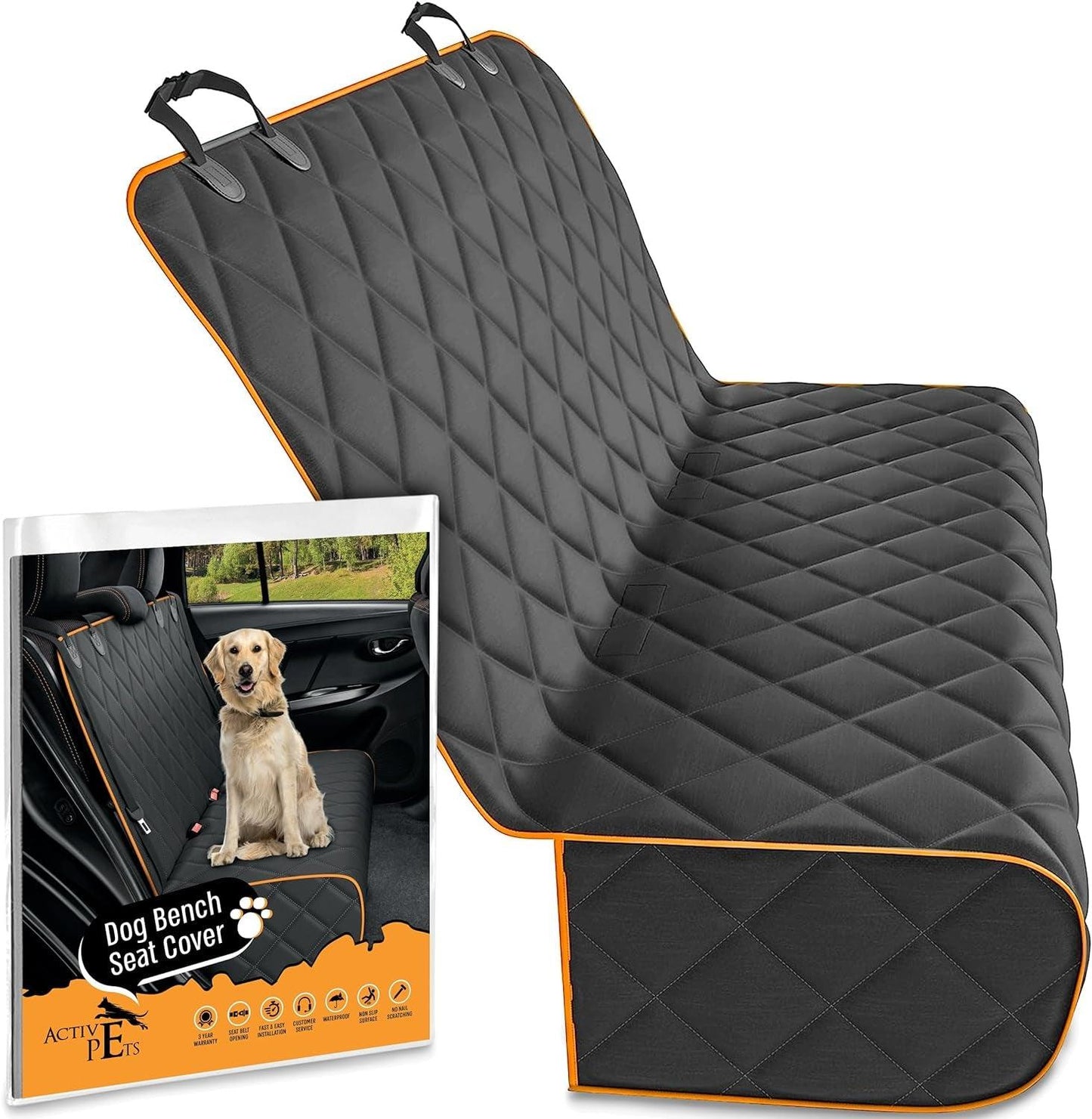Dog Car Seat Cover for Back Seat, Waterproof Vehicle Protector, Durable Scratch Proof Nonslip Pet Protection, Machine Washable, Black - Oliver Autosports
