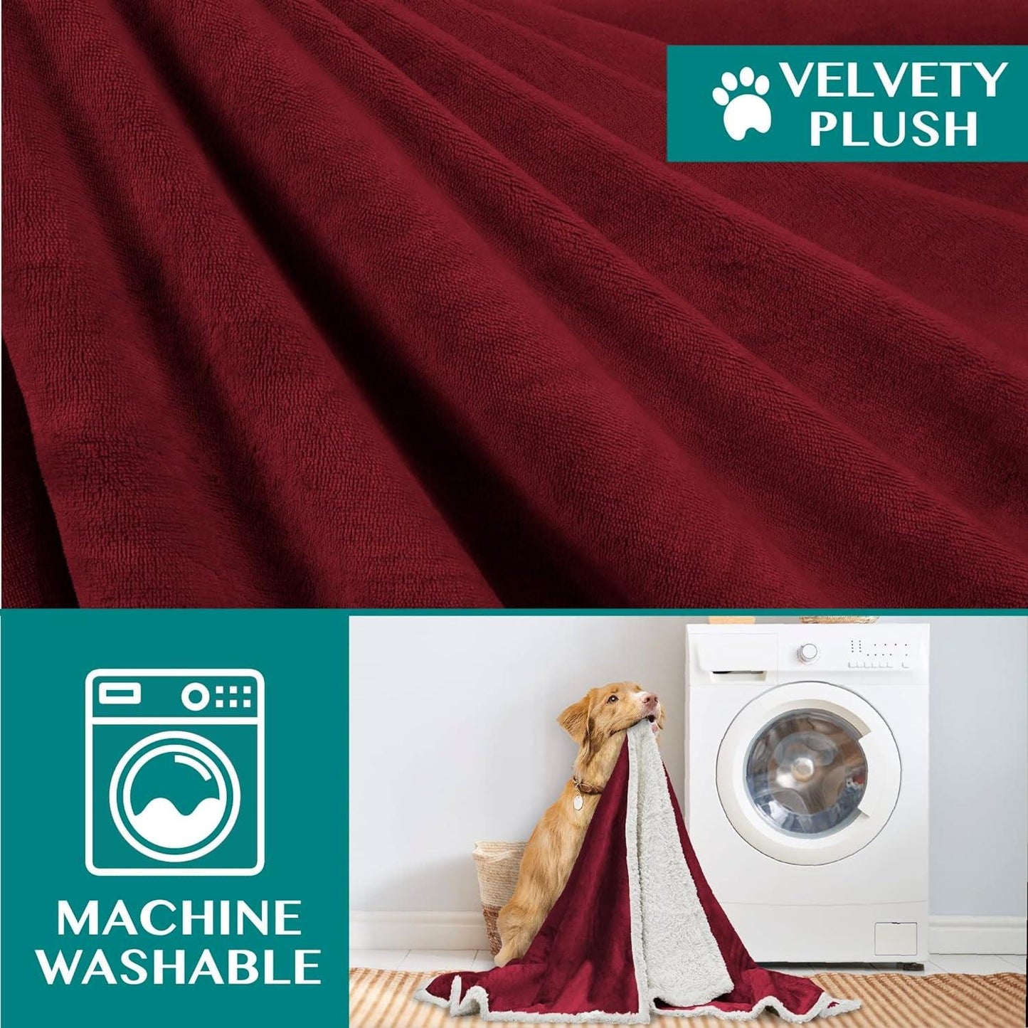 Dog Blanket for Small Medium Dogs, Pet Bed Blanket Cat Puppy Kitten, Fleece Furniture Couch Cover Protector Sofa Car, Soft Sherpa Dog Throw Plush Reversible Washable, Mini 29X40 Maroon Red - Oliver Autosports