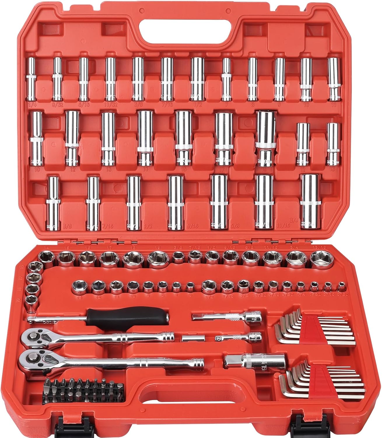 46 Pieces 1/4 Inch Drive Socket Ratchet Wrench Set, with Bit Socket Set Metric and Extension Bar for Auto Repairing and Household, with Storage Case