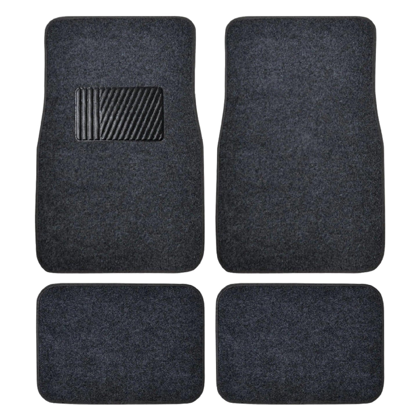 Premium 4PC Set of Carpet Car Floor Mats with Vinyl Safety Heel Pad for Car, Truck, SUV, Coupe Sedan, Light Beige (MT-100-LB) - Oliver Autosports