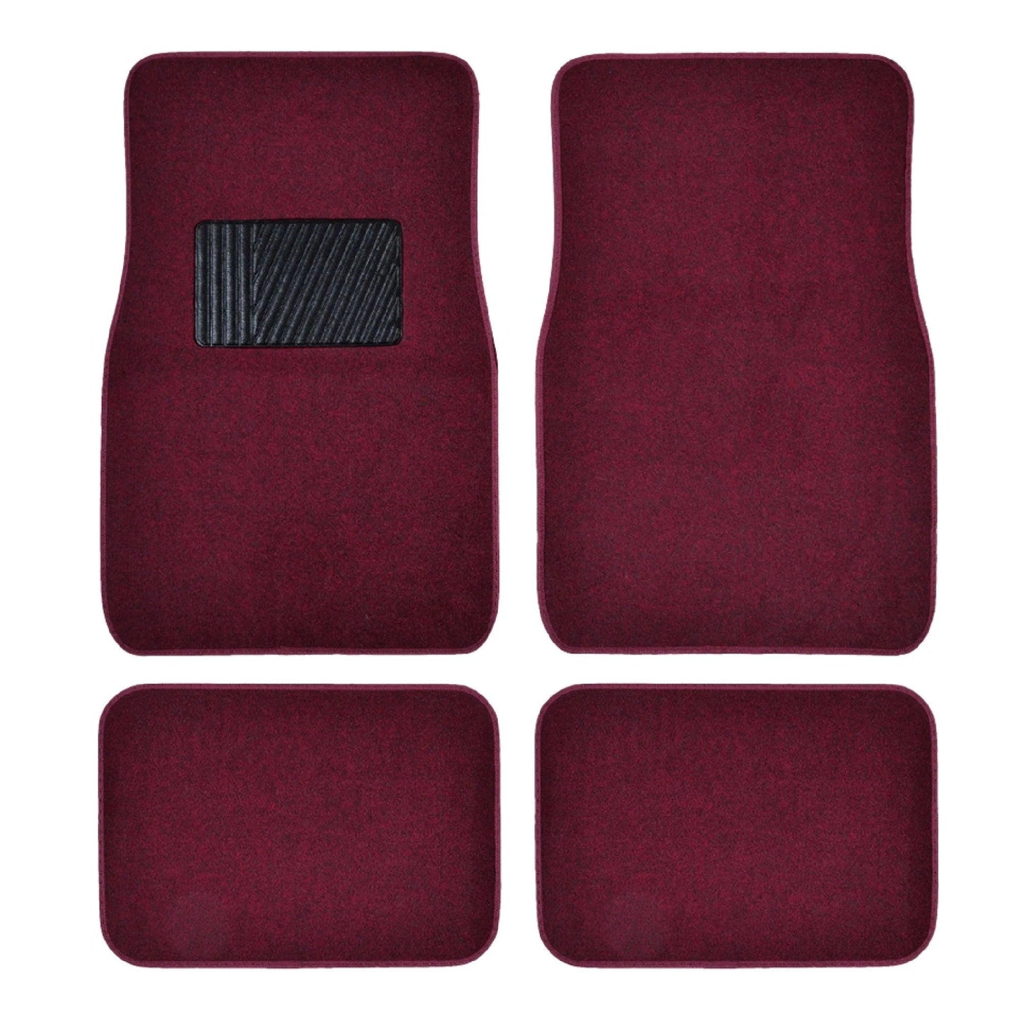 Premium 4PC Set of Carpet Car Floor Mats with Vinyl Safety Heel Pad for Car, Truck, SUV, Coupe Sedan, Light Beige (MT-100-LB) - Oliver Autosports