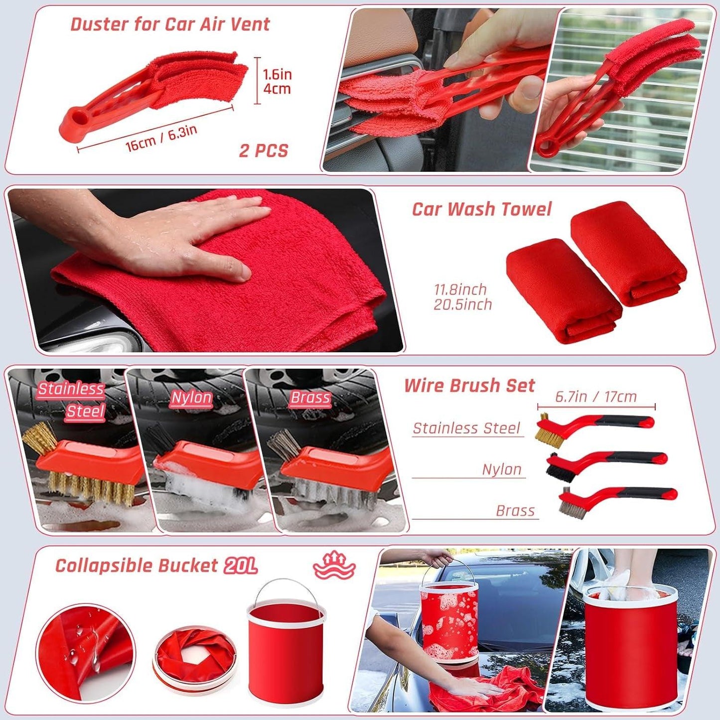 37PCS Car Detailing Kit Interior Cleaner, Auto Detailing Kit, Car Vacuum Car Interior Detailing Kit, Car Wash Kit with Bucket Detailing Brush Set Car Accessories for Motorcycle, Cars, Bikes, Wheels - Oliver Autosports