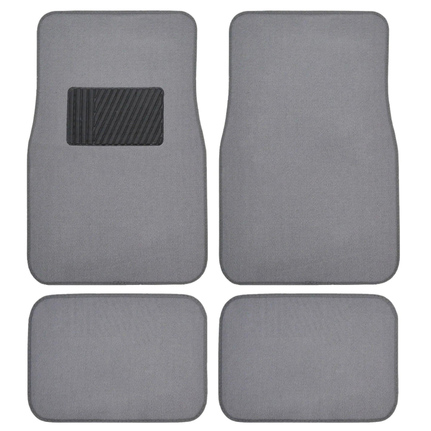 Premium 4PC Set of Carpet Car Floor Mats with Vinyl Safety Heel Pad for Car, Truck, SUV, Coupe Sedan, Light Beige (MT-100-LB) - Oliver Autosports