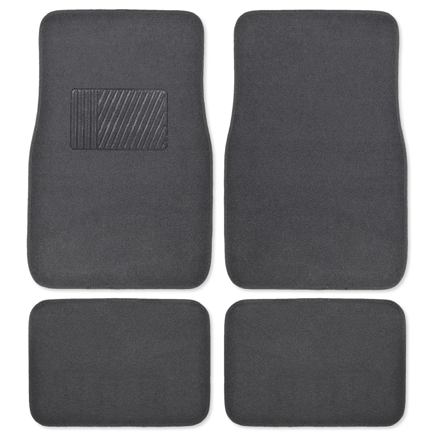 Premium 4PC Set of Carpet Car Floor Mats with Vinyl Safety Heel Pad for Car, Truck, SUV, Coupe Sedan, Light Beige (MT-100-LB) - Oliver Autosports