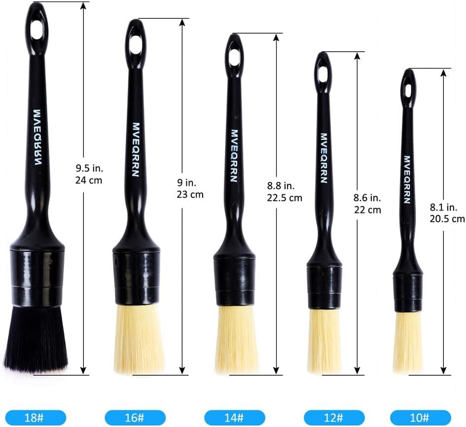Boars Hair Ultra Soft Detailing Brushes Set, 4 Pcs Premium Natural Boars Bristles, 1 Pcs Duster Detail Brush for Cleaning Car Interior Dashboard Leather Seat - Oliver Autosports