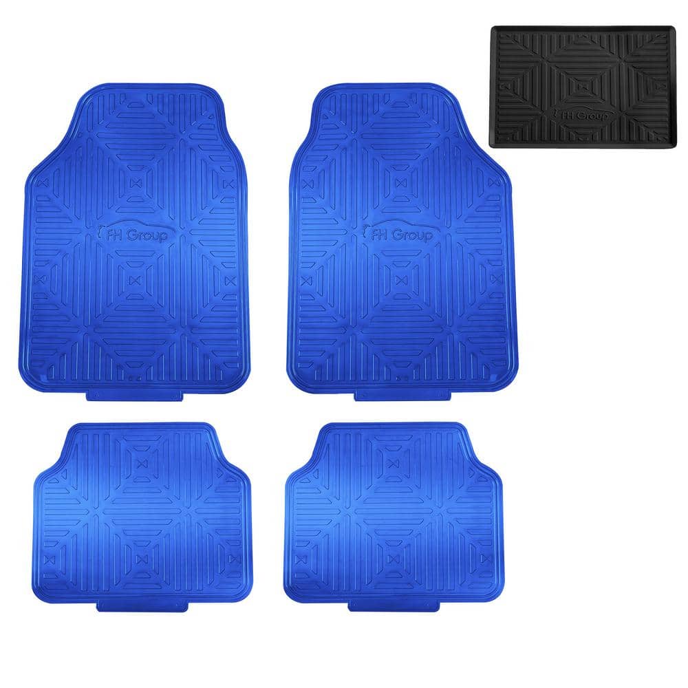 Metallic Black Non Slip 4 Pieces 29 In. X 18 In. Rubber Backing Car Floor Mats