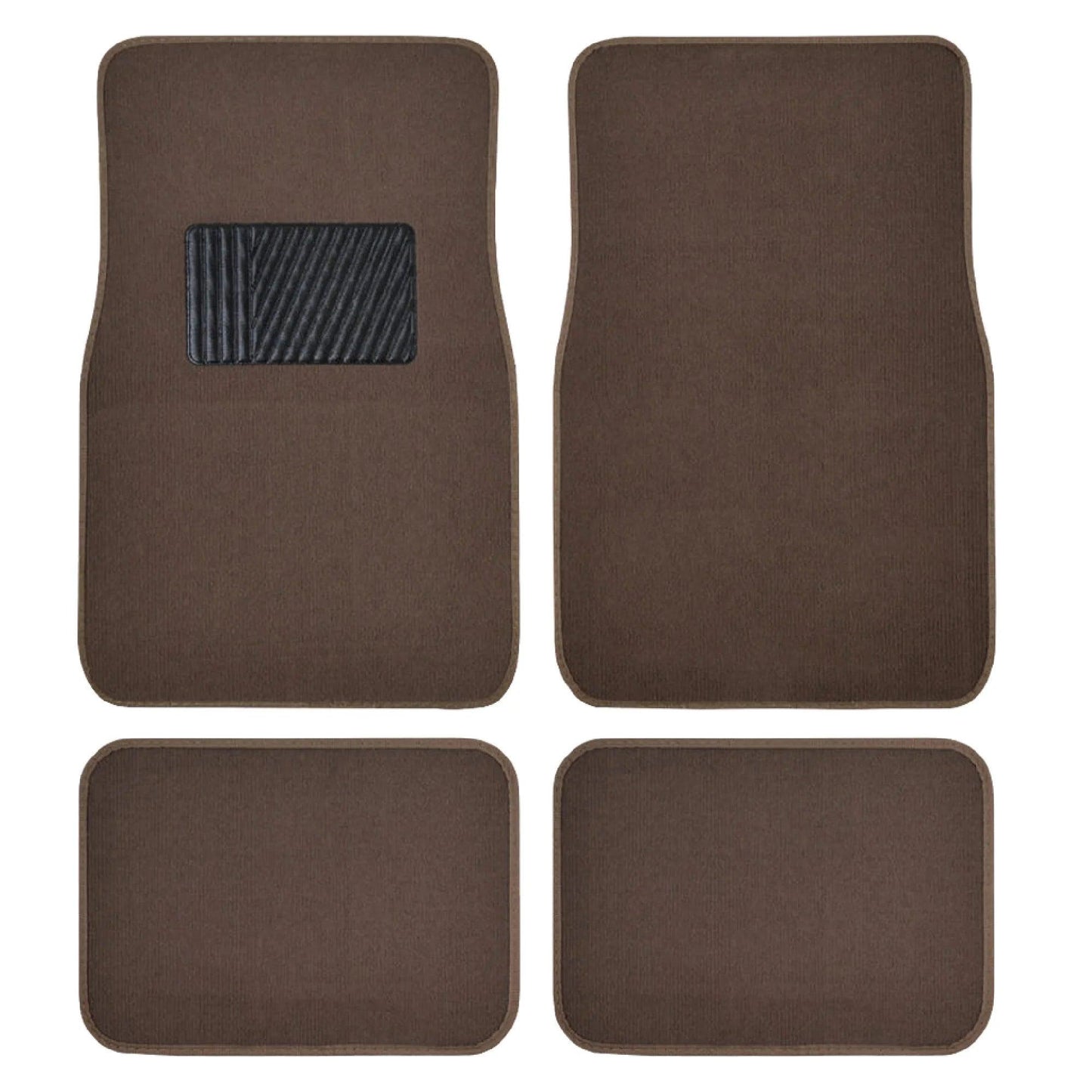 Premium 4PC Set of Carpet Car Floor Mats with Vinyl Safety Heel Pad for Car, Truck, SUV, Coupe Sedan, Light Beige (MT-100-LB) - Oliver Autosports