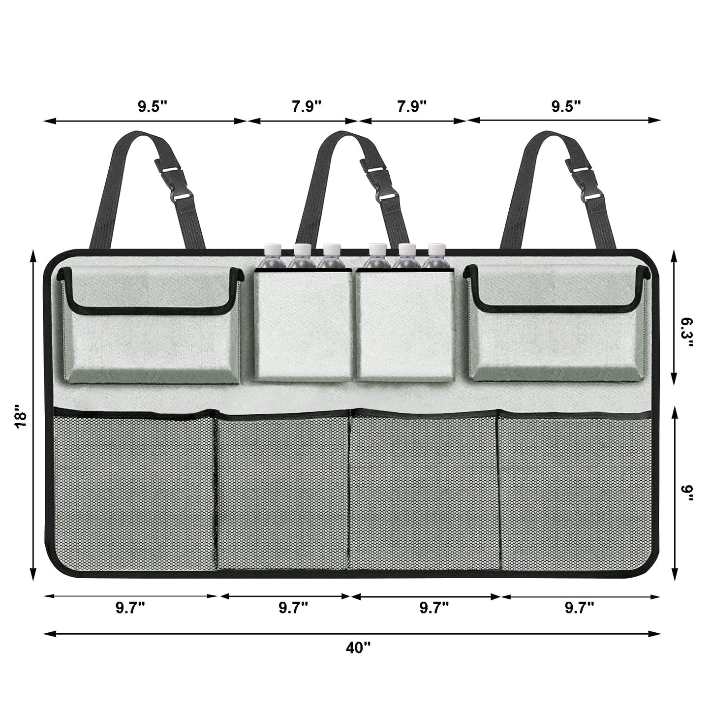 Car Trunk Organizer, Backseat Hanging Organizer with 8 Large Storage Bag Super Capacity -Trunk Organizer for Suv,Truck,Van -Your Space Saving Expert