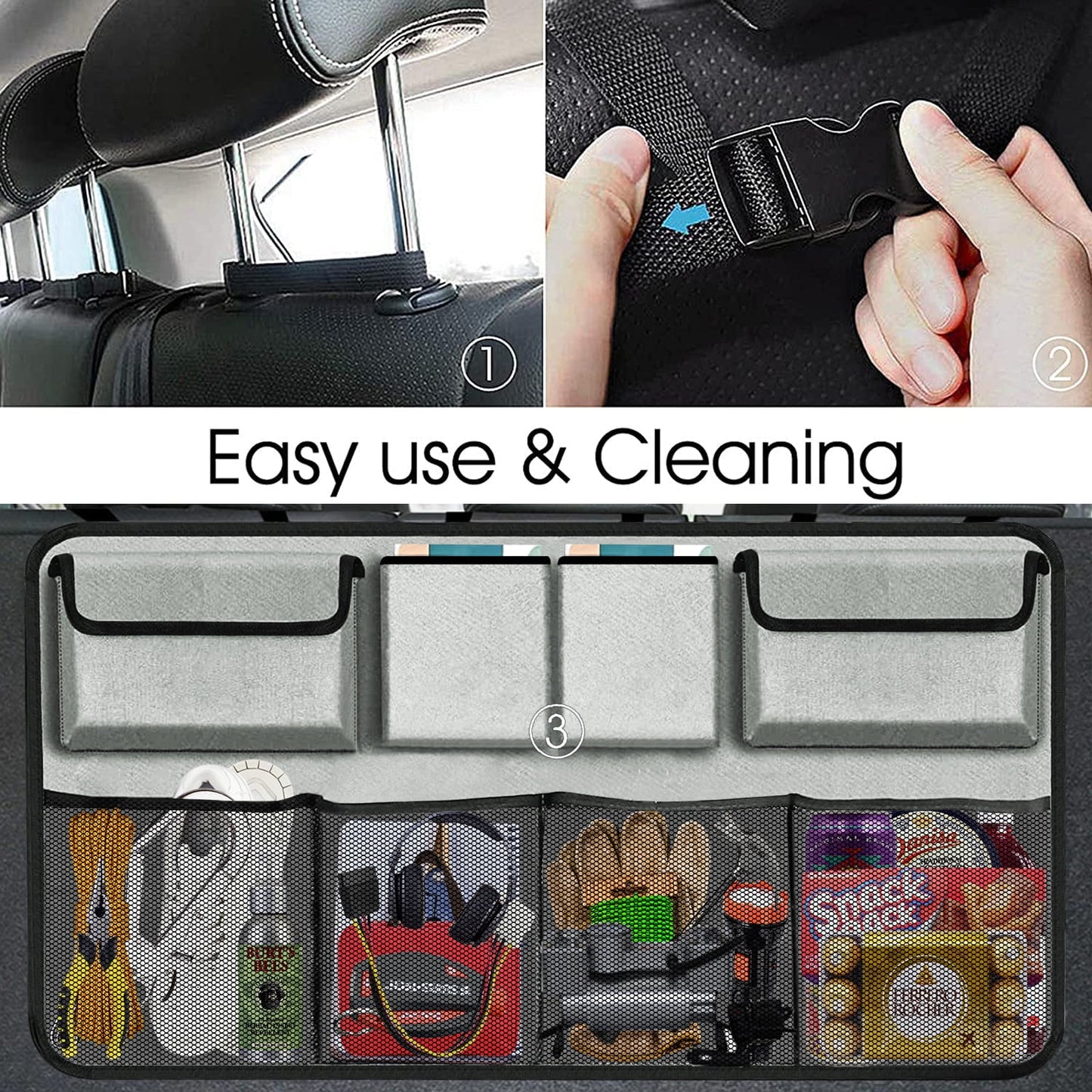 Car Trunk Organizer, Backseat Hanging Organizer with 8 Large Storage Bag Super Capacity -Trunk Organizer for Suv,Truck,Van -Your Space Saving Expert