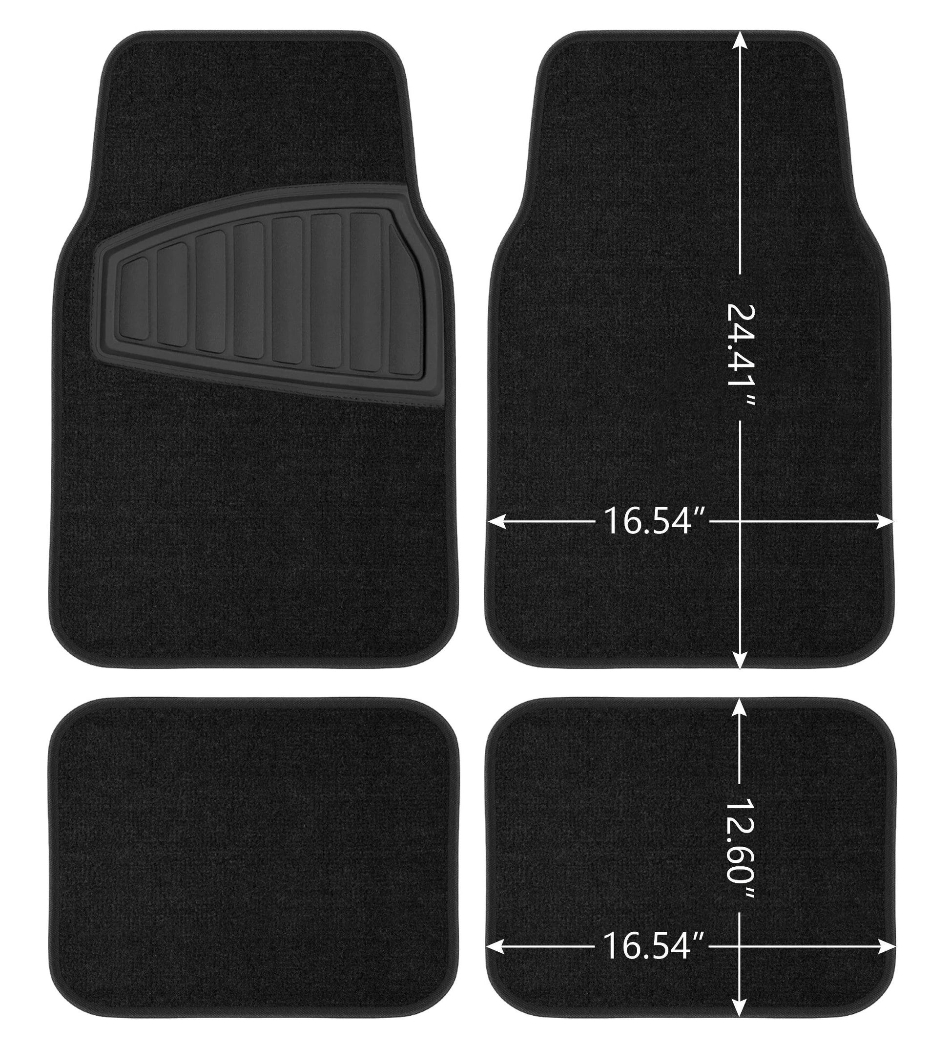 4PC Carpet Floor Mat Tufted Carpet Black - Universal Fit, 202WM38 - Oliver Autosports