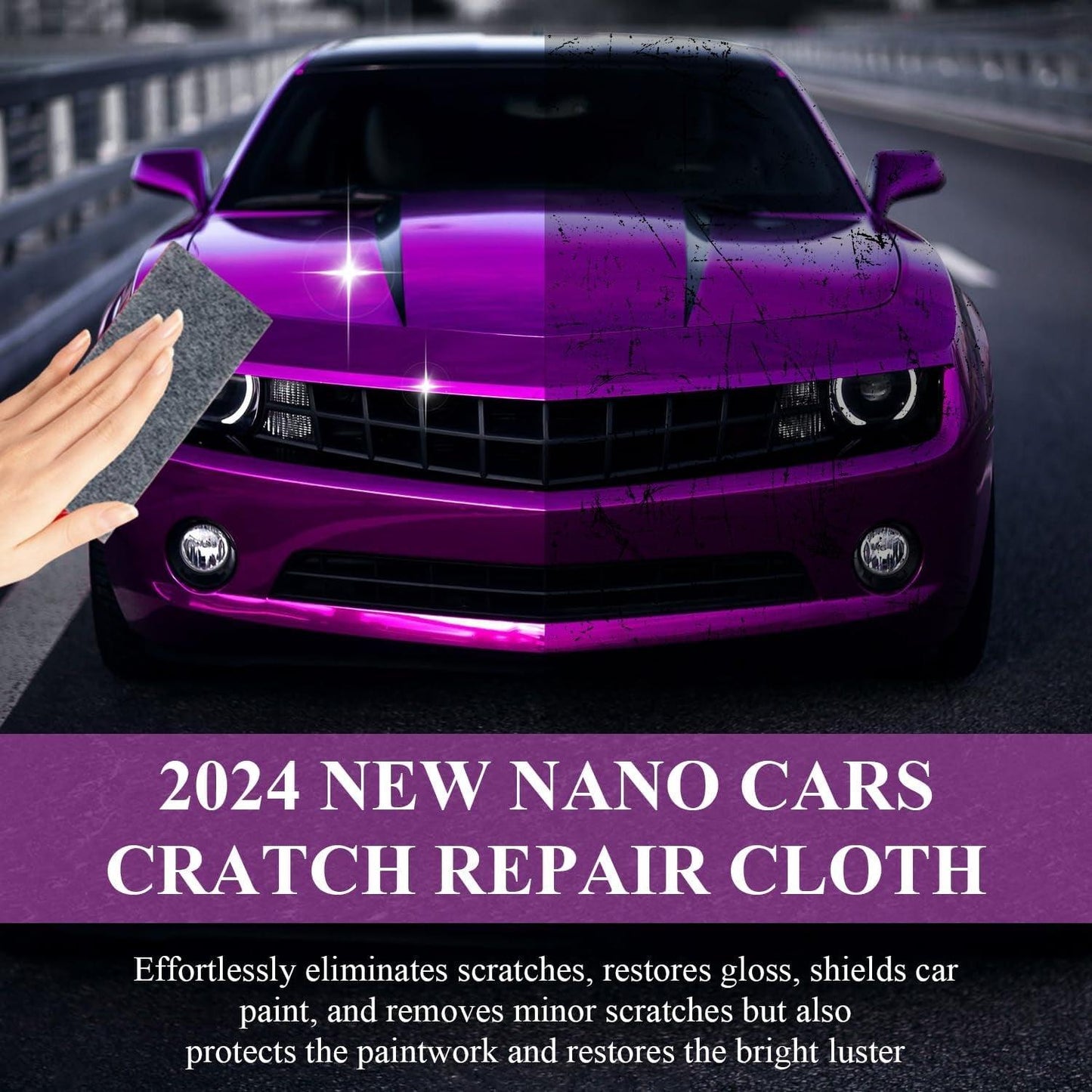 Nano Sparkle Cloth Car Scratch Remover,Nano Sparkle Cloth and Car Scratch Repair Paste,Magic Nano Cleaning Cloth Scratch Remover for Deep Scratch Repair(1Pcs+6Pack) - Oliver Autosports