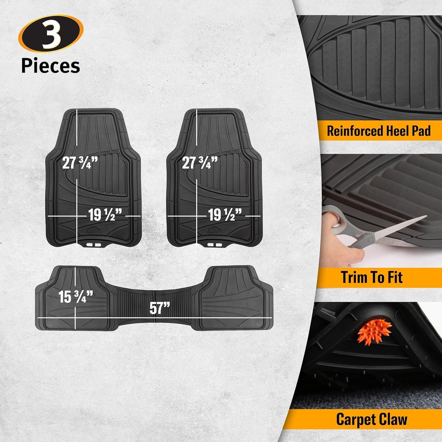 4-Piece Floor Mats, All-Weather Car Mats, Trim-To-Fit Floor Liner, Full Coverage Automotive Floor Mats, Custom Fit Floor Mats for Cars, Trucks, Suvs -- Black - Oliver Autosports