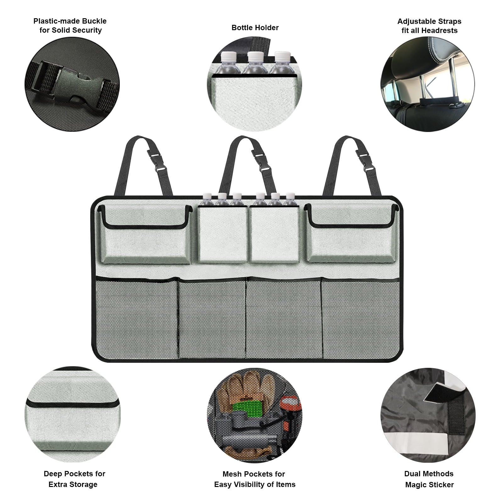 Car Trunk Organizer, Backseat Hanging Organizer with 8 Large Storage Bag Super Capacity -Trunk Organizer for Suv,Truck,Van -Your Space Saving Expert