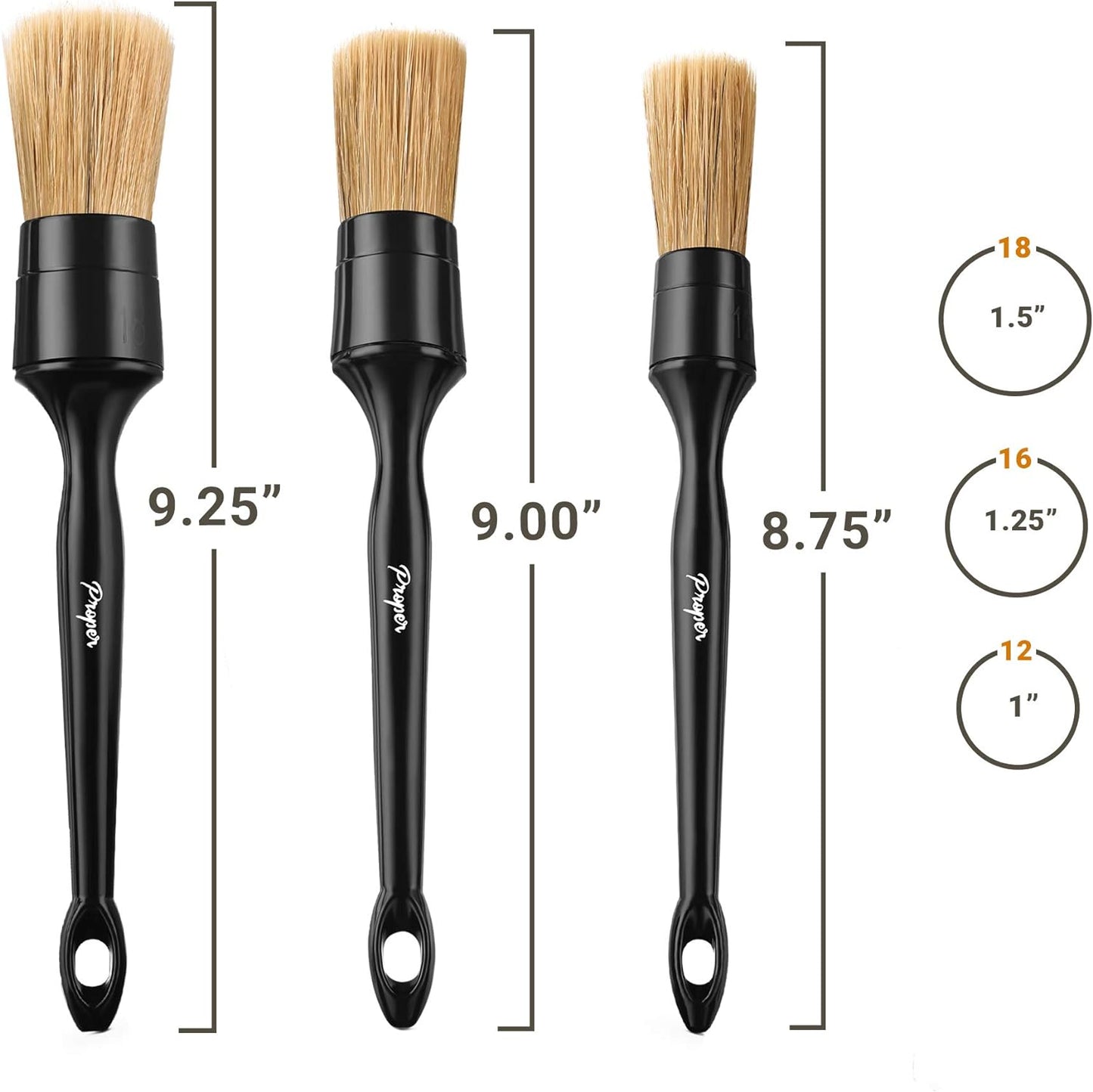 Car Detailing Brush Set - 3 Pack Ultra Soft Boars Hair - for Washing and Cleaning Automotive Interior or Exterior, Get Professional Results with Proper