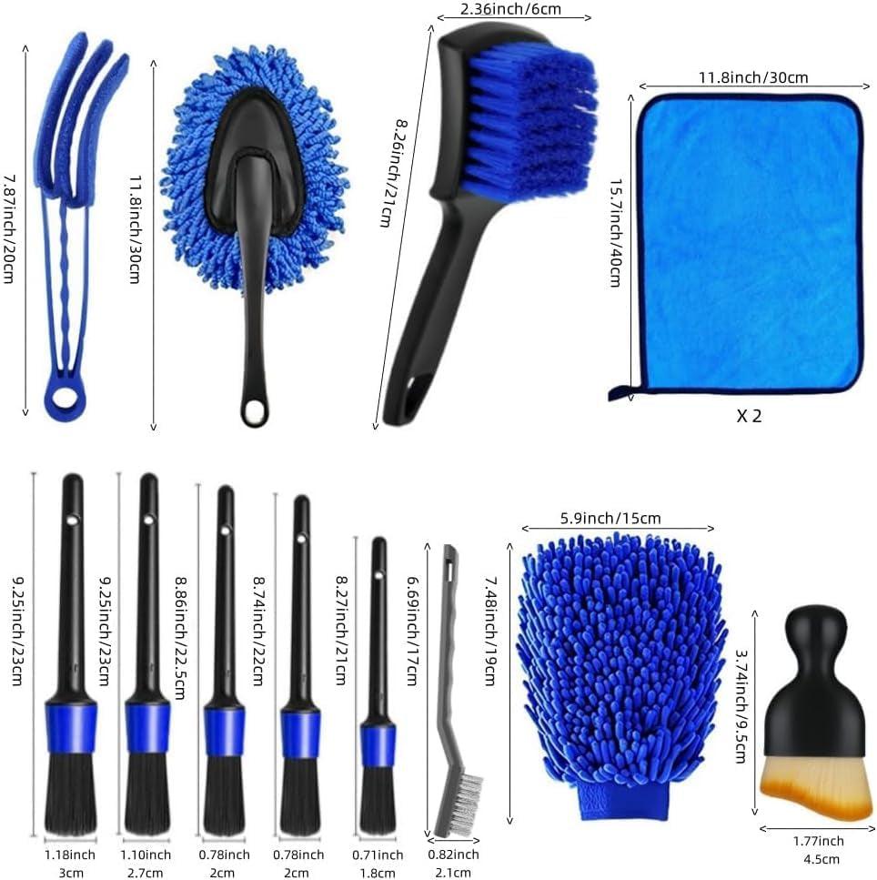 13Pcs Car Wash Cleaning Kit, Car Detailing Kit, Auto Detail Supplies Tools with Wheel Brush Set, Car Detailing Brush Set for Tires, Wheels, Interior, Exterior - Oliver Autosports