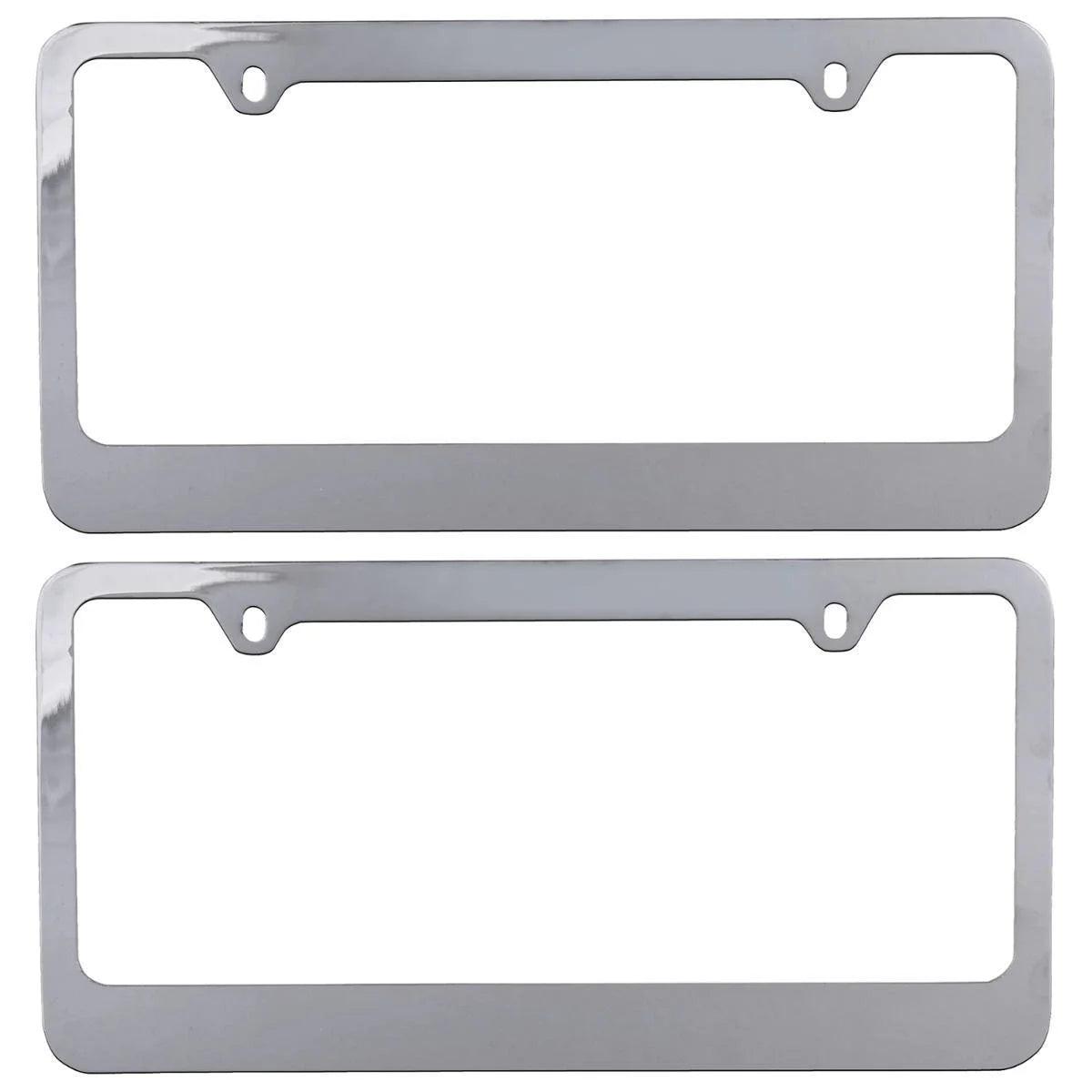 Heavy Duty Stainless Steel Metal Chrome Blank Plain License Plate Frame Universal Fit for Car Truck SUV Slim - Oliver Autosports