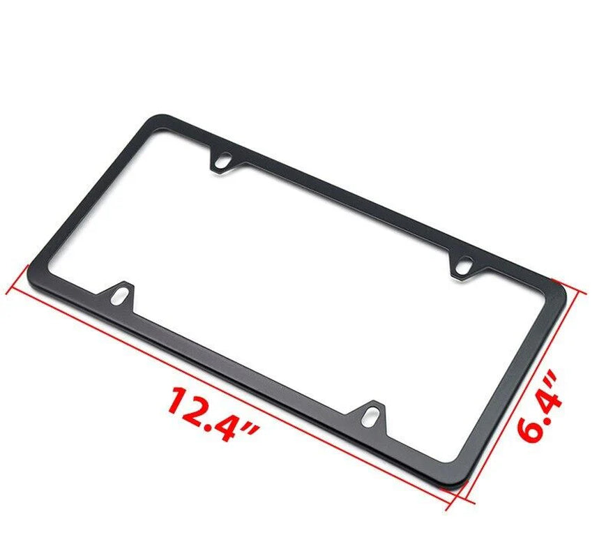 2X High Quality Stainless Steel Metal License Plate Frame Tag Cover Black New US - Oliver Autosports