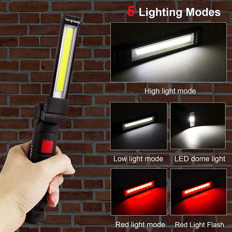 Rechargeable LED COB Work Light Mechanic Flashlight Lamp Magnetic Base Bright - Oliver Autosports