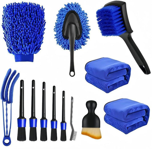 13Pcs Car Wash Cleaning Kit, Car Detailing Kit, Auto Detail Supplies Tools with Wheel Brush Set, Car Detailing Brush Set for Tires, Wheels, Interior, Exterior - Oliver Autosports