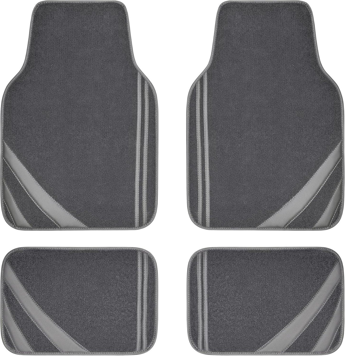 Beige Car Floor Mats, Edge Leather Waterproof Car Mats with Double Stitch Line and Anti-Slip Backing Design, Fit 95% Automotive,Suvs,Sedan,Vans (Pure Beige) - Oliver Autosports