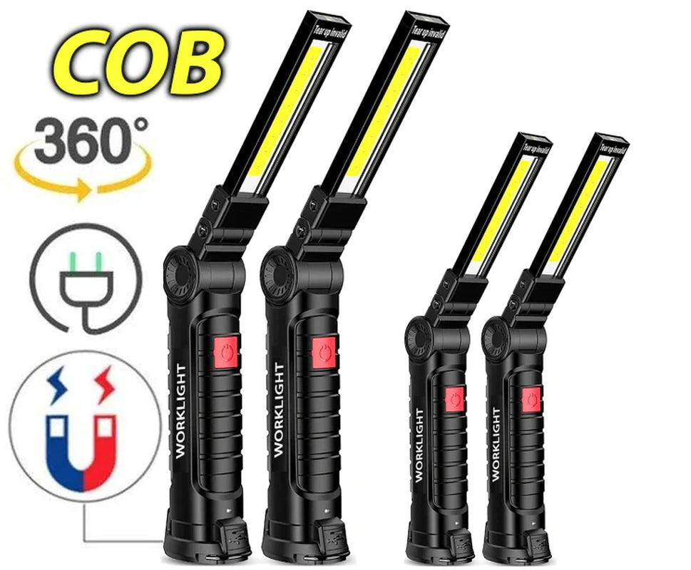 Rechargeable LED COB Work Light Mechanic Flashlight Lamp Magnetic Base Bright - Oliver Autosports