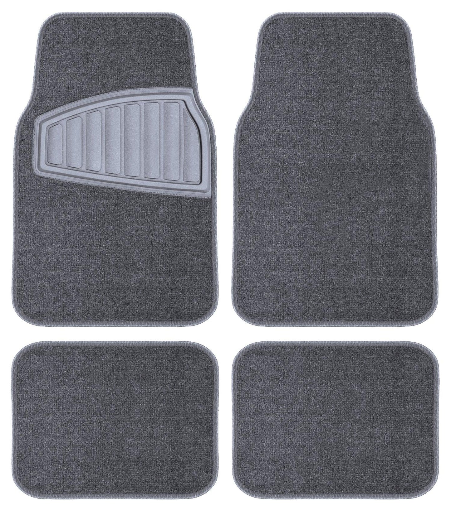 4PC Carpet Floor Mat Tufted Carpet Black - Universal Fit, 202WM38 - Oliver Autosports