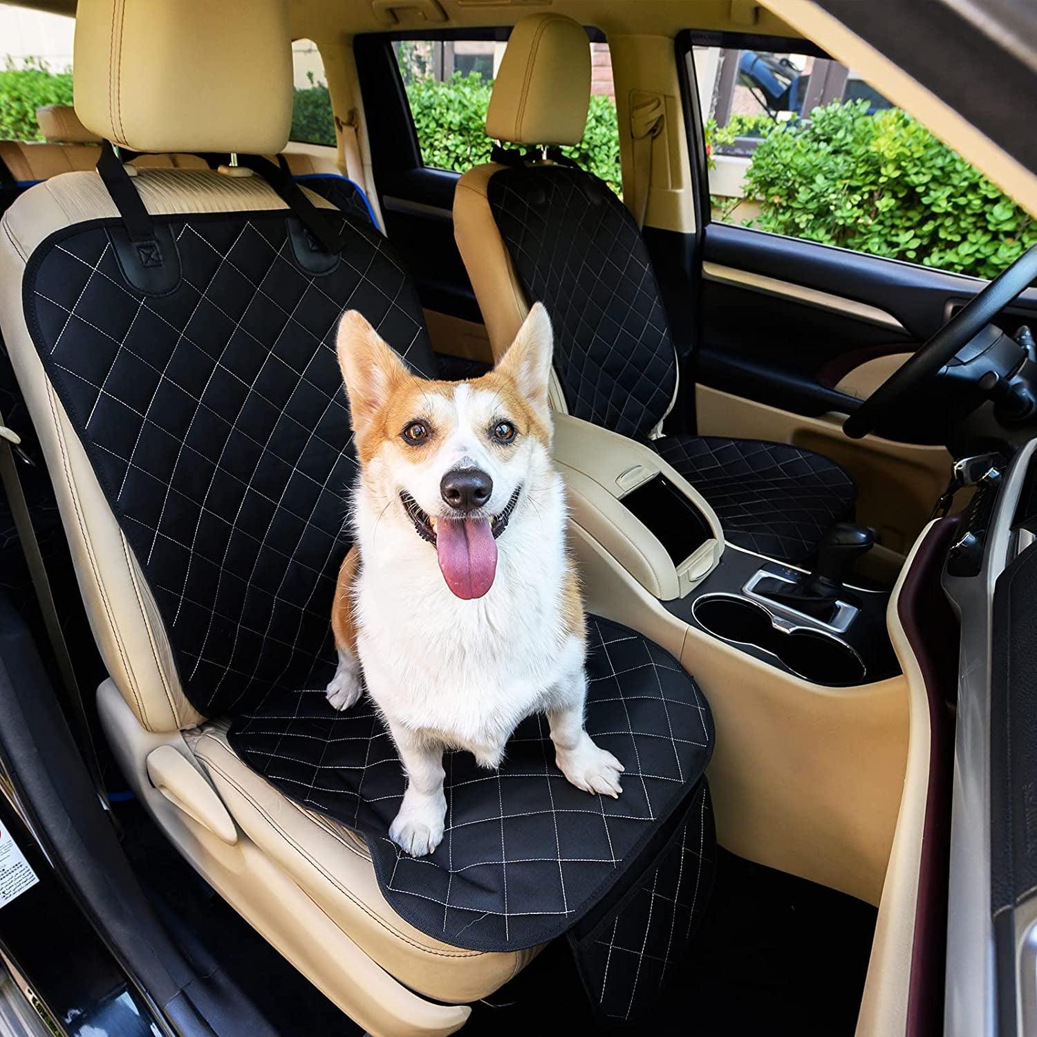 2Pcs Front Seat Covers, Front Dog Car Seat Cover, Durable Pet Car Seat Protectors with Anti-Slip Backing for Car SUV (Black) - Oliver Autosports