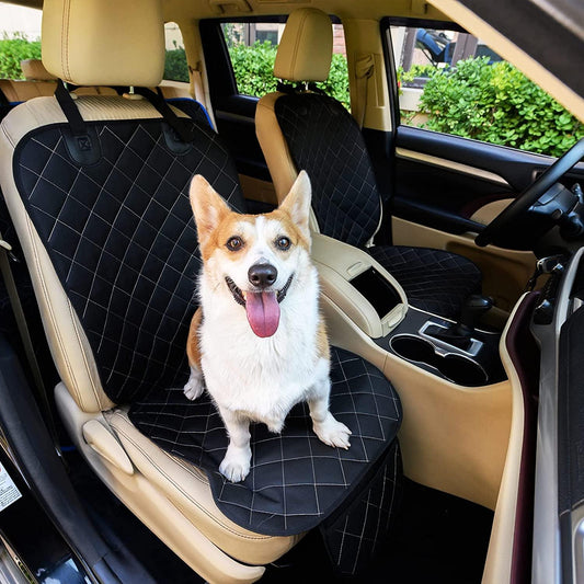 2Pcs Front Seat Covers, Front Dog Car Seat Cover, Durable Pet Car Seat Protectors with Anti-Slip Backing for Car SUV (Black) - Oliver Autosports