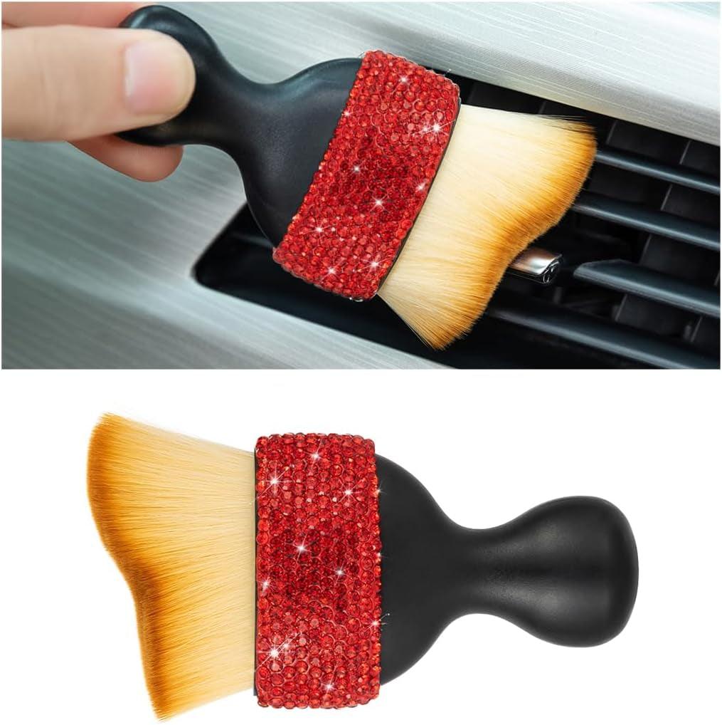 Bling Car Detailing Brush, Soft Bristle Auto Interior Dust Cleaning Tool, Crystal Diamond Curved Brush for Automotive Dashboard, Leather, Car Seat, Air Conditioner Vents, Computer (AB) - Oliver Autosports