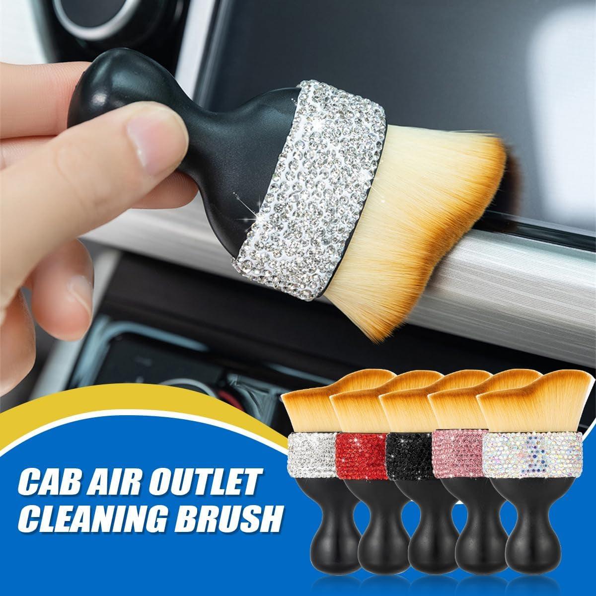 Bling Car Detailing Brush, Soft Bristle Auto Interior Dust Cleaning Tool, Crystal Diamond Curved Brush for Automotive Dashboard, Leather, Car Seat, Air Conditioner Vents, Computer (AB) - Oliver Autosports