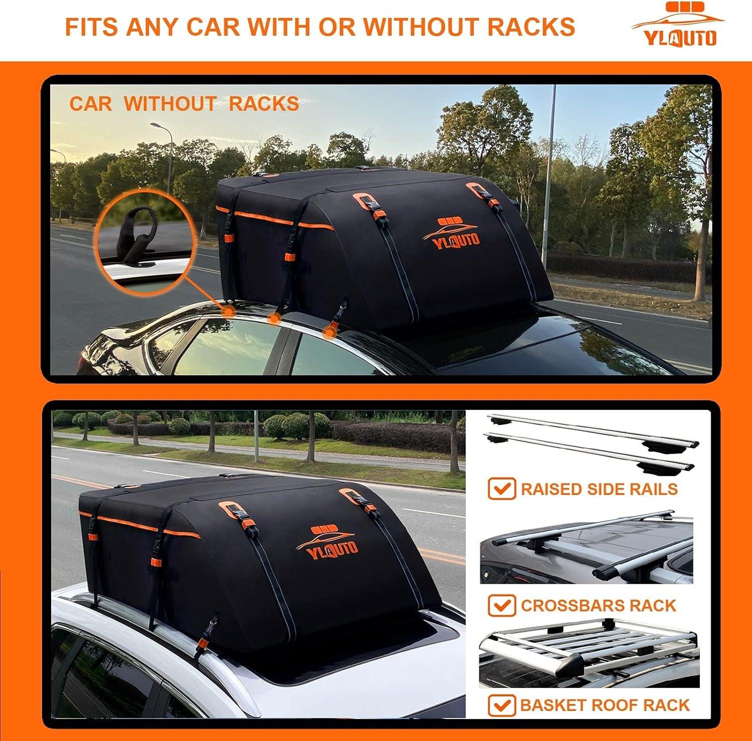 Rooftop Cargo Carrier,20 Cubic Feet Aerodynamic Design Rooftop Car Bag 100% Waterproof, Roof Rack Cargo Carrier with Anti-Slip Mat,Car Roof Bag Fits All Vehicle With/Without Rack - Oliver Autosports