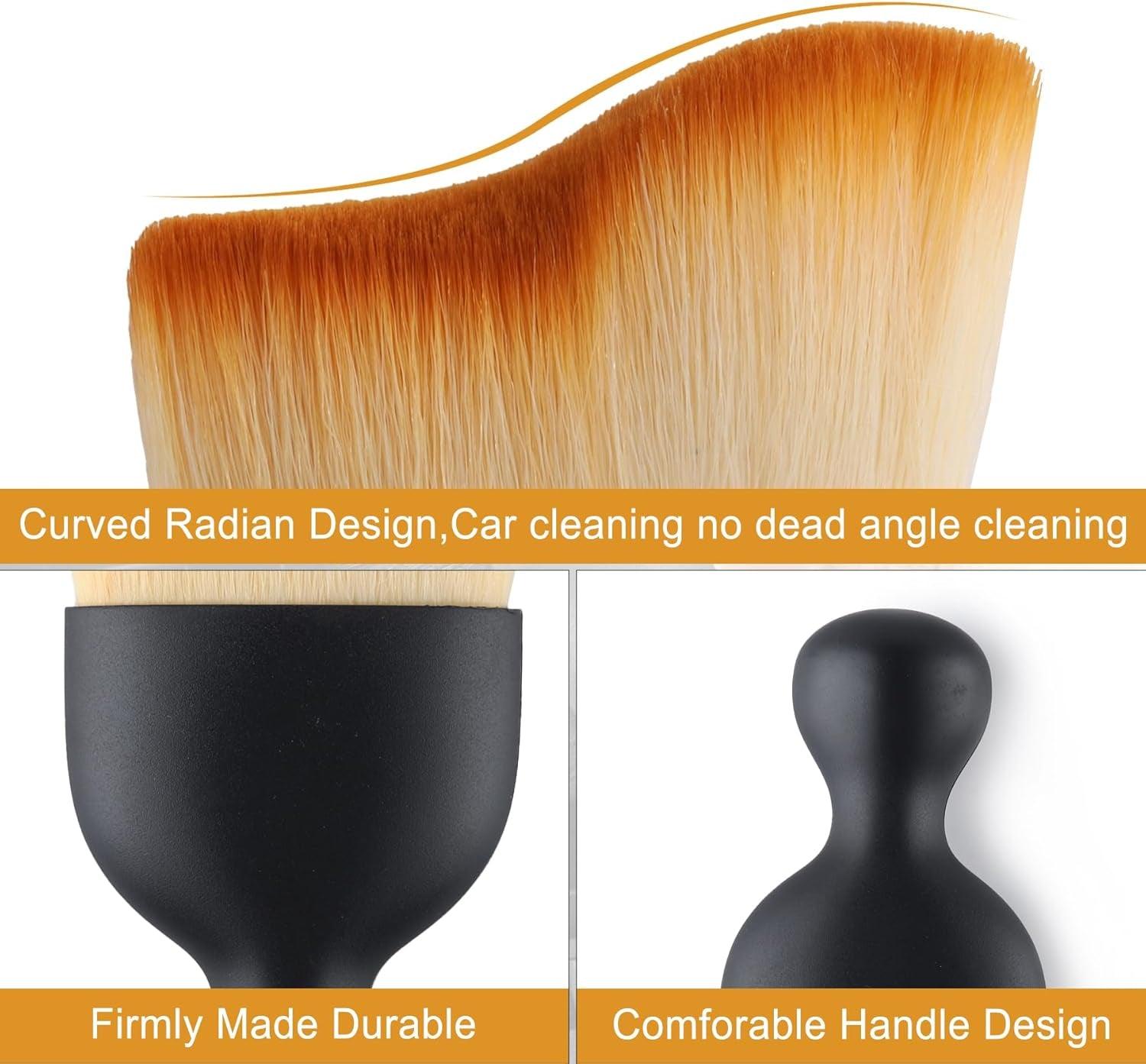 Car Dust Brush Interior, Brown Car Detailing Brush, Automotive Interior Dusting Brush, Car Cleaning Brush, Soft Bristle Cleaning Brush, Scratch-Free Car Accessories Interior - Oliver Autosports