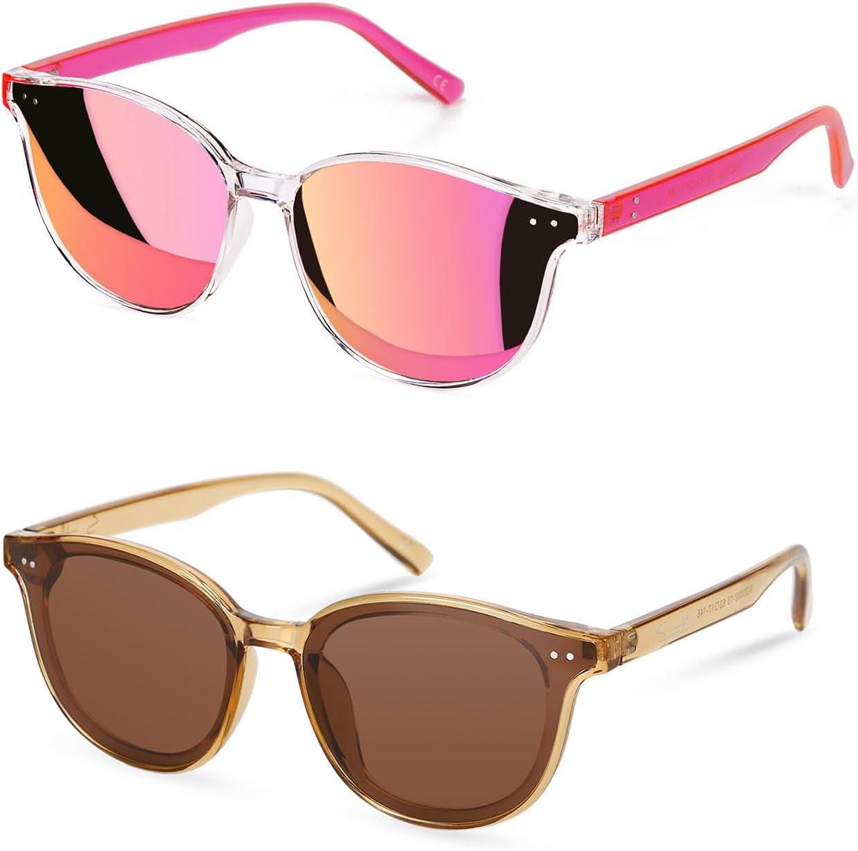 Sunglasses Womens, Cat Eye Pink Sunglasses for Women with Mirrored Trendy Lens UV400 Blocking - Oliver Autosports