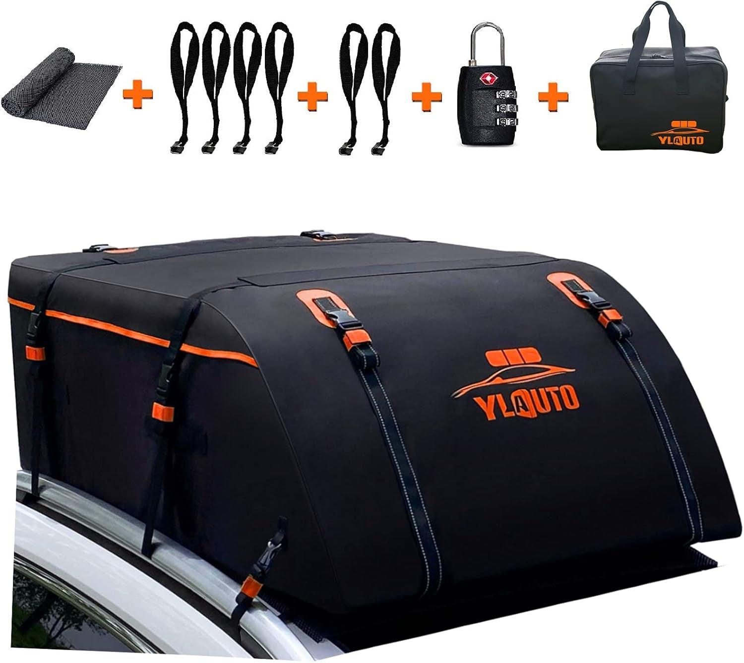 Rooftop Cargo Carrier,20 Cubic Feet Aerodynamic Design Rooftop Car Bag 100% Waterproof, Roof Rack Cargo Carrier with Anti-Slip Mat,Car Roof Bag Fits All Vehicle With/Without Rack - Oliver Autosports