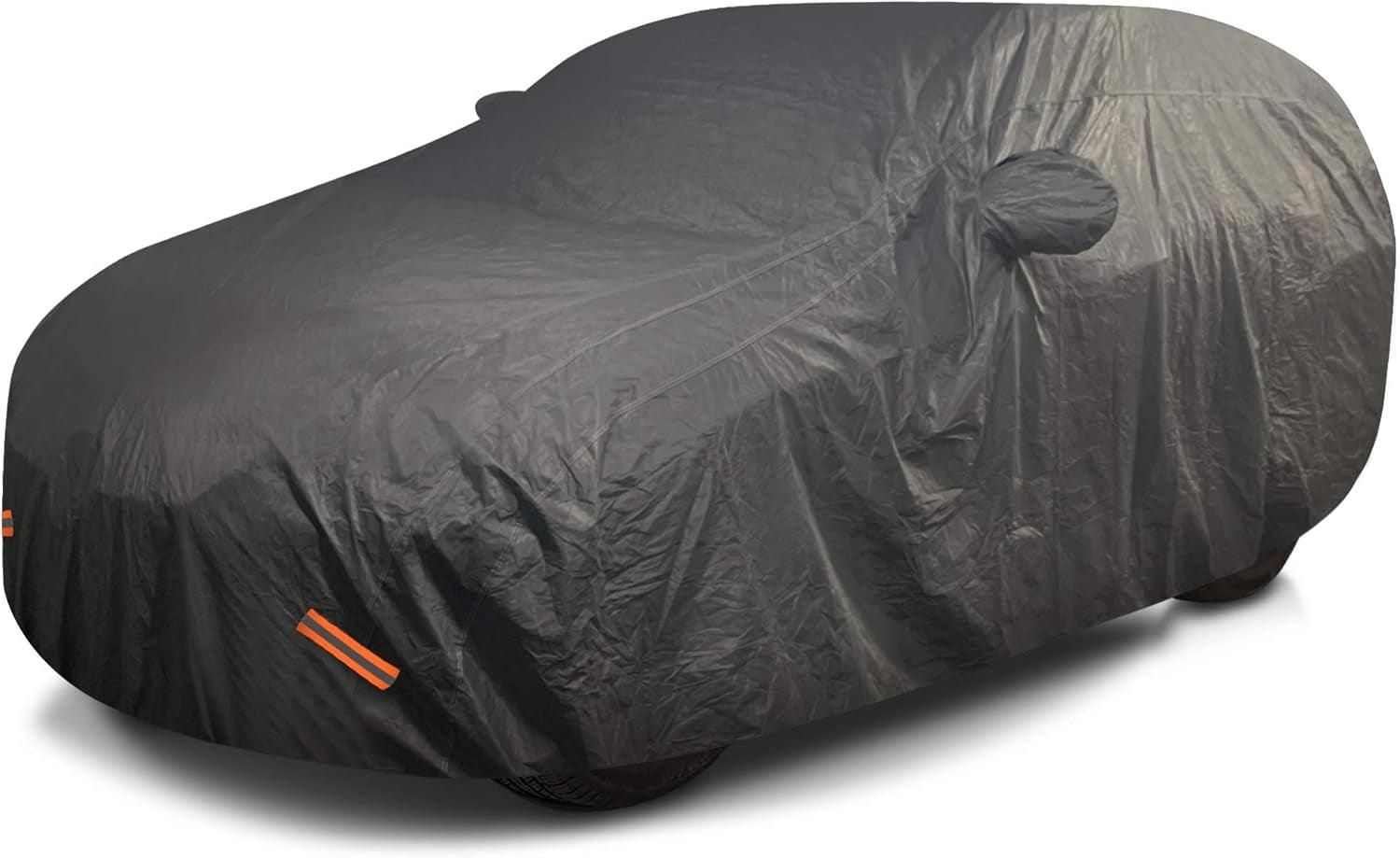 190’’X75’’X60’’ Heavy Duty Sedan Car Cover | 250G PVC & Cotton Lined Indoor & Outdoor Car Cover Waterproof All Weather | Extra Thick Universal Car Cover Sedan Size with Buckle Straps - Oliver Autosports