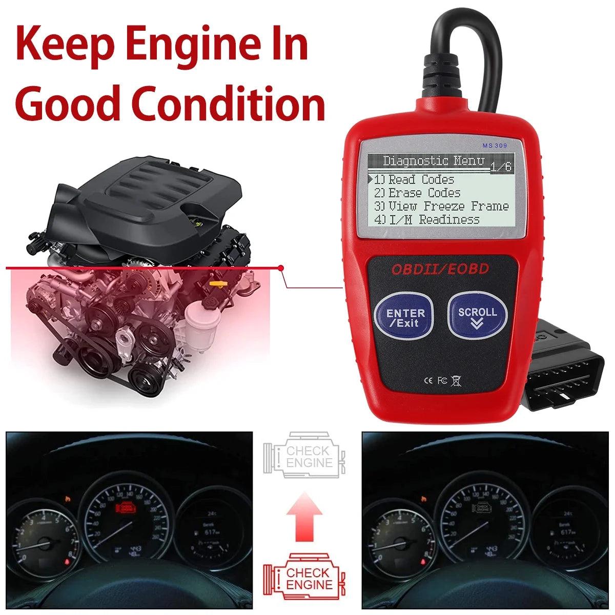 Car Fault Code Reader I/M Readiness Accurate Engine Diagnostic Scanner Multifunctional OBD2 Scanner Read and Erase Fault Code View Freeze Data CAN Diagnostic Tool - Oliver Autosports