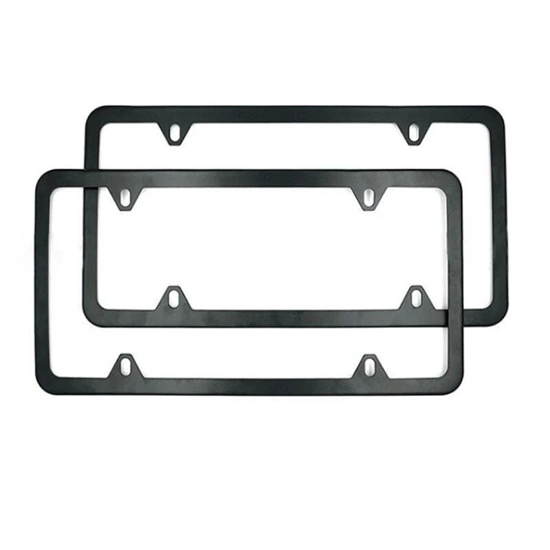 2X High Quality Stainless Steel Metal License Plate Frame Tag Cover Black New US - Oliver Autosports