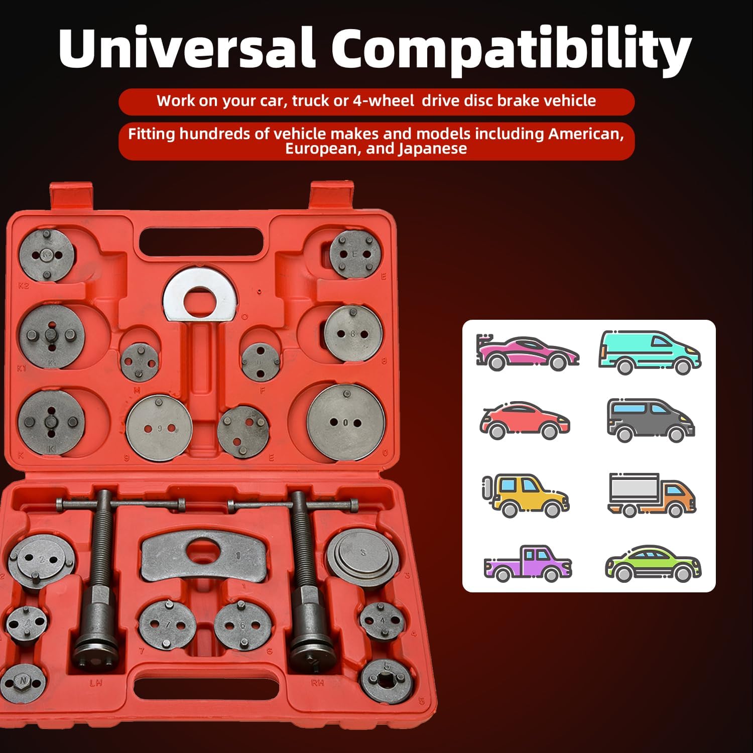 Disc Brake Caliper Compressor Wind Back Tool 24Pc Professional Caliper Tool Set