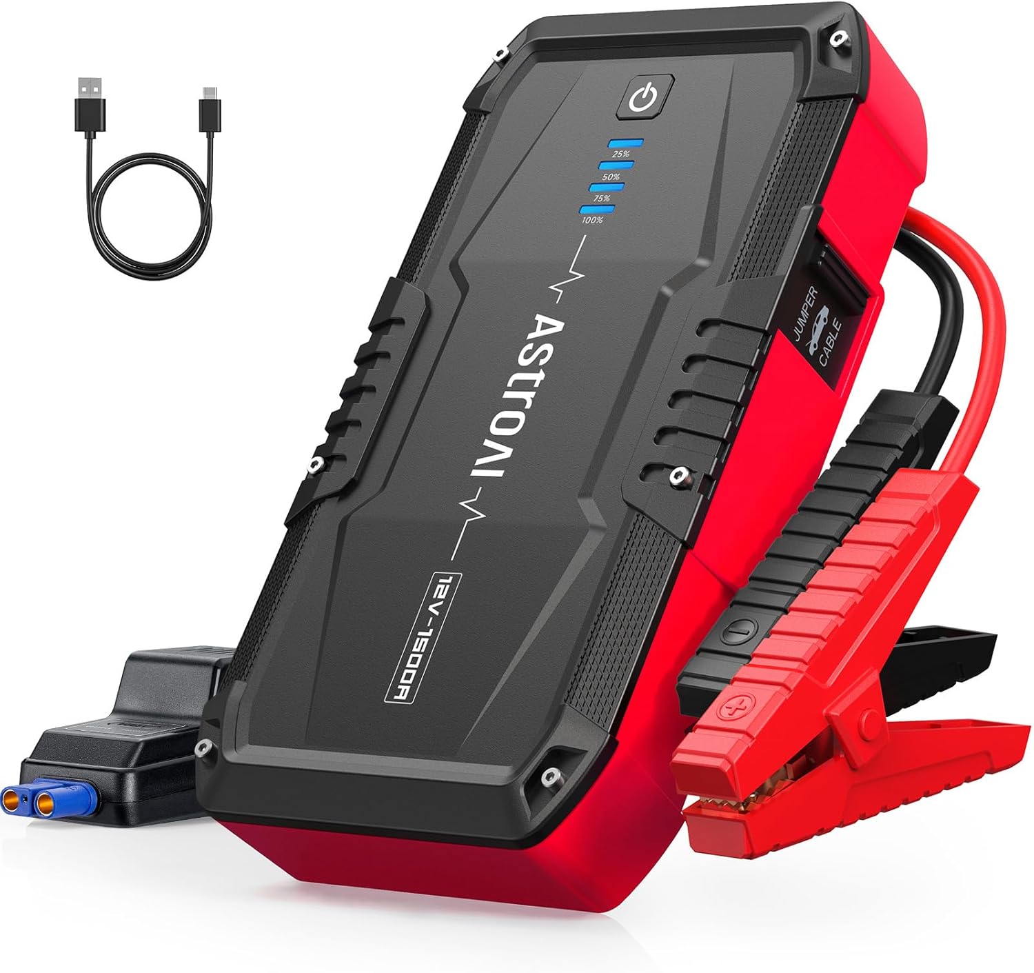 S8 Car Battery Jump Starter, 1500A Peak Car Jumper Starter Battery Pack for up to 6.0L Gas & 3.0L Diesel Engines, 12V Portable Jump Box with 3 Modes Flashlight and Jumper Cable (Orange)