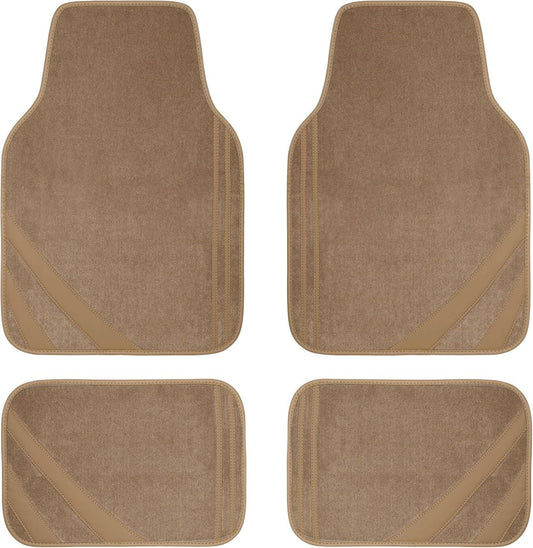 Beige Car Floor Mats, Edge Leather Waterproof Car Mats with Double Stitch Line and Anti-Slip Backing Design, Fit 95% Automotive,Suvs,Sedan,Vans (Pure Beige) - Oliver Autosports