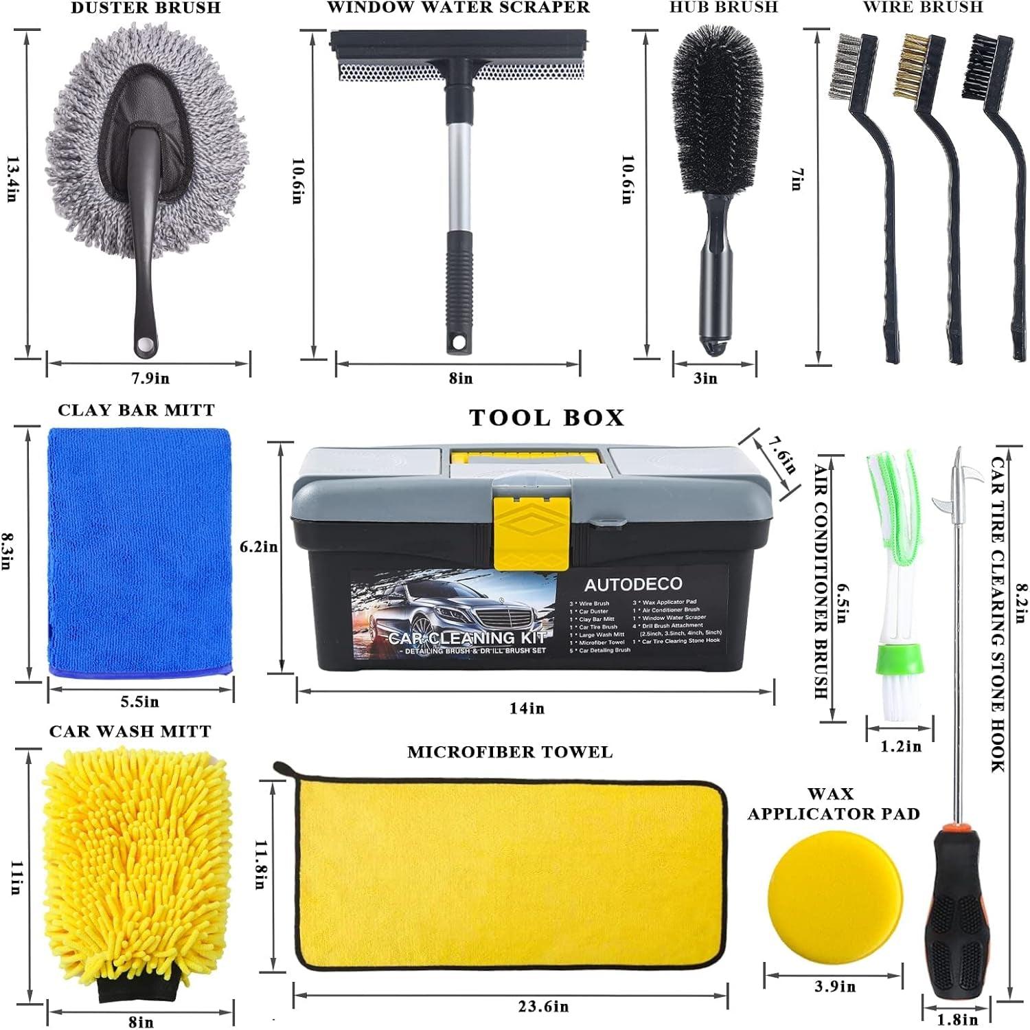 23Pcs Car Detailing Kit - Clay Mitt for Car Detailing, Car Detailing Brush Set, Drill Brush Set, Car Wash Cleaning Tools Kit for Interior Exterior Wheels - Oliver Autosports