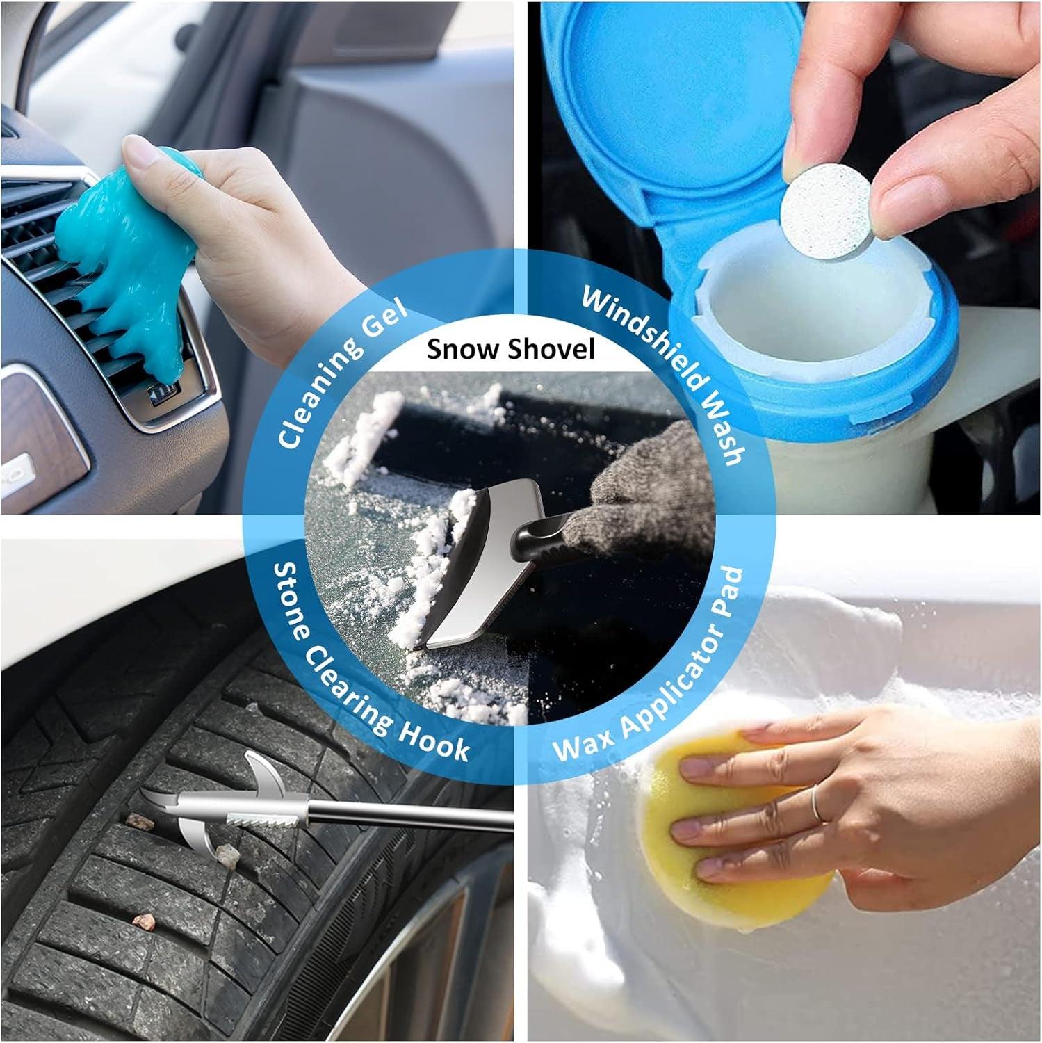 41Pcs Car Cleaning Wash Kit Interior Detailing Cleaner Kit with High Power Handheld Vacuum, Collapsible Bucket, Windshield Tool, Gel, Snow Shovel, Tire Brush, Complete Car Care Tools, Black - Oliver Autosports