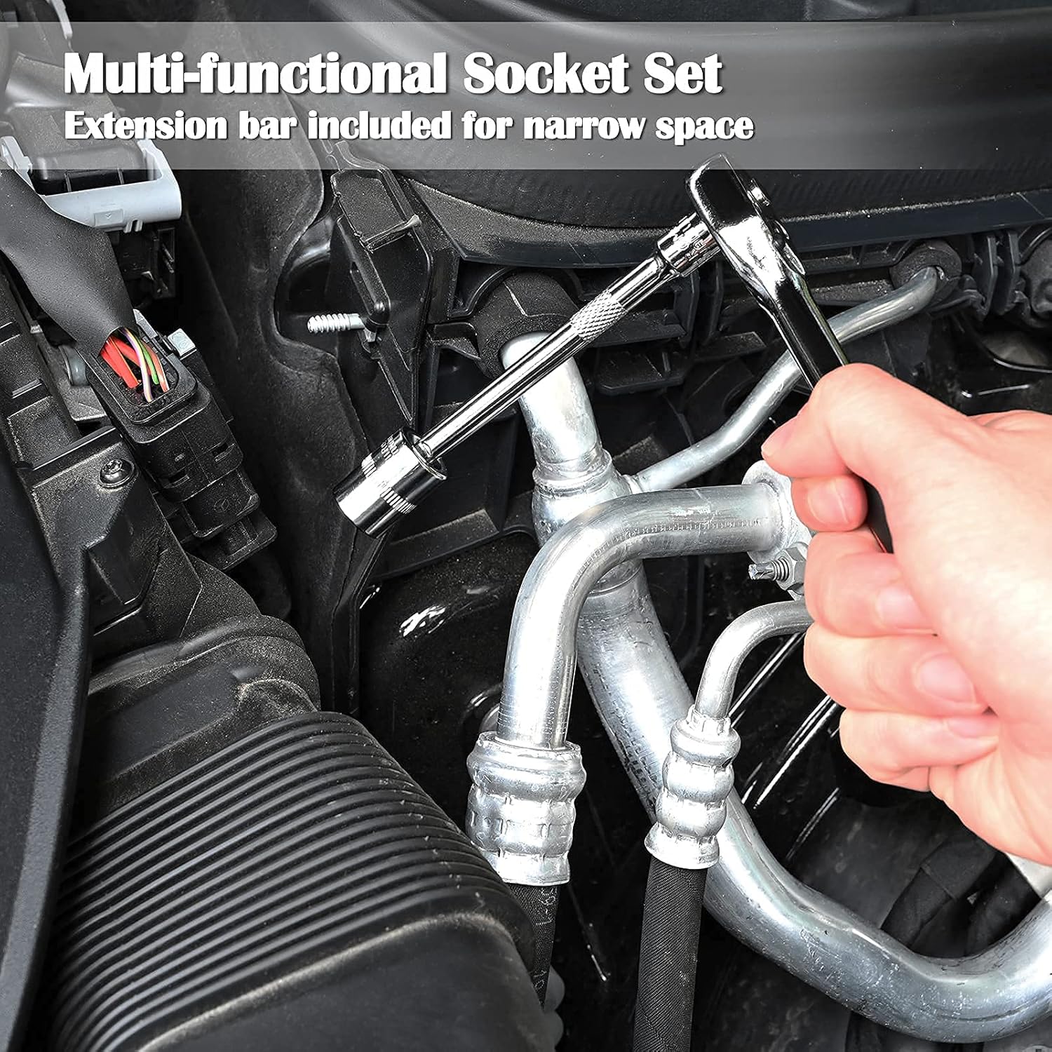 46 Pieces 1/4 Inch Drive Socket Ratchet Wrench Set, with Bit Socket Set Metric and Extension Bar for Auto Repairing and Household, with Storage Case